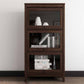 Manufactured Wood Standard Bookcase Vertical Bookcase with Glass Doors 23.6"L x 13.9"W x 52.1"H Walnut Clearhalo 'Bookcases' 'furn' 'furn_bookcases' 'Furniture' 'furniture_bookcases' 'kitchen' 'kitchen_bookcases' 'Living Room Furniture' 'Office Furniture' 4707980