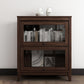 Manufactured Wood Standard Bookcase Vertical Bookcase with Glass Doors 31.5"L x 13.9"W x 37.4"H Walnut Clearhalo 'Bookcases' 'furn' 'furn_bookcases' 'Furniture' 'furniture_bookcases' 'kitchen' 'kitchen_bookcases' 'Living Room Furniture' 'Office Furniture' 4707988