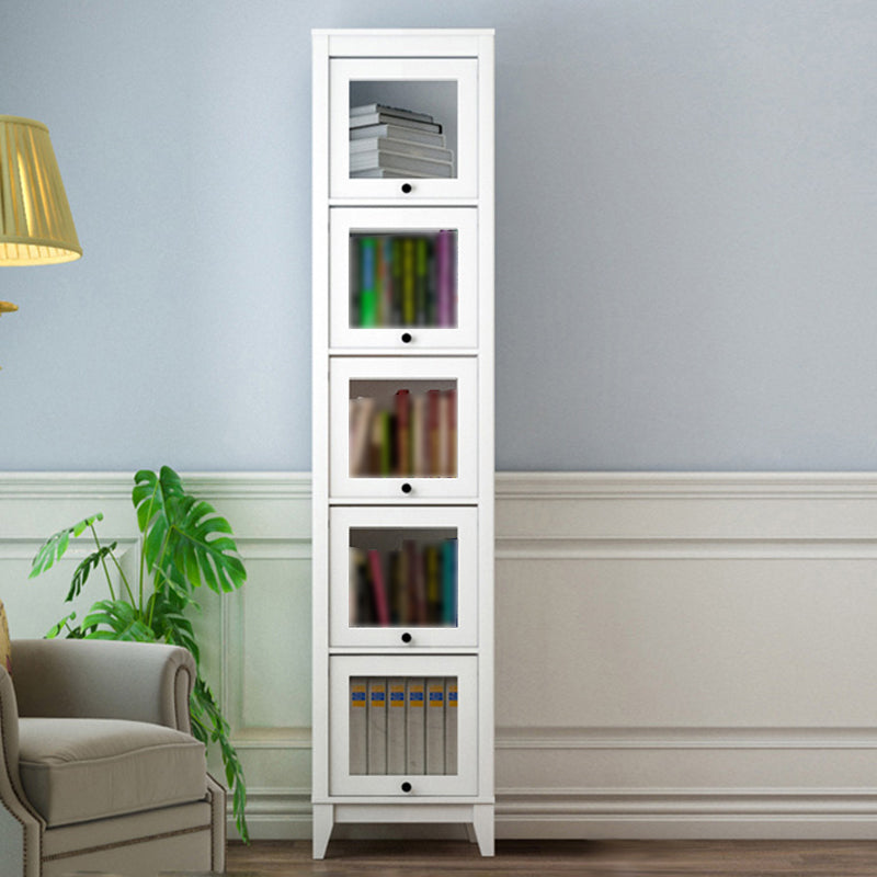 Manufactured Wood Standard Bookcase Vertical Bookcase with Glass Doors 23.6"L x 13.9"W x 81.5"H White Clearhalo 'Bookcases' 'furn' 'furn_bookcases' 'Furniture' 'furniture_bookcases' 'kitchen' 'kitchen_bookcases' 'Living Room Furniture' 'Office Furniture' 4707991