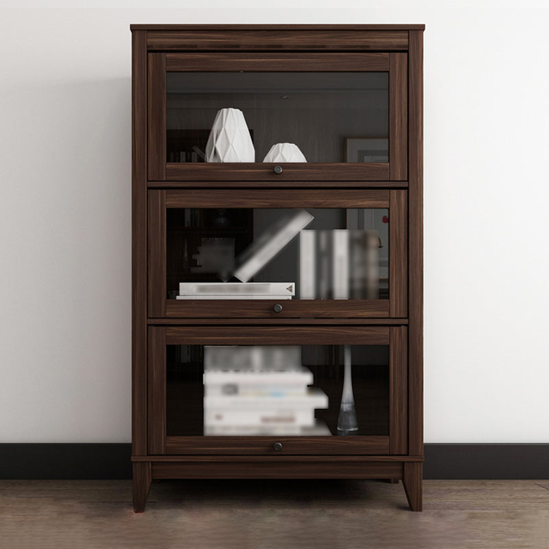 Manufactured Wood Standard Bookcase Vertical Bookcase with Glass Doors 31.5"L x 13.9"W x 52.1"H Walnut Clearhalo 'Bookcases' 'furn' 'furn_bookcases' 'Furniture' 'furniture_bookcases' 'kitchen' 'kitchen_bookcases' 'Living Room Furniture' 'Office Furniture' 4708004