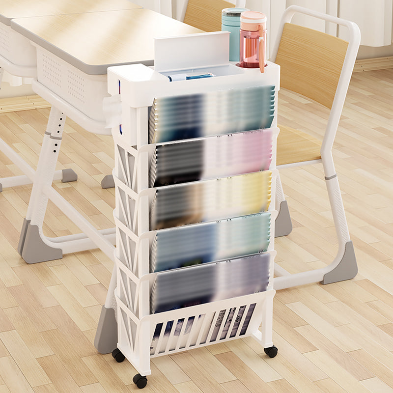 5-Shelf Plastic Ladder Bookcase Contemporary Closed Back Book Shelf Clearhalo 'Bookcases' 'furn' 'furn_bookcases' 'Furniture' 'furniture_bookcases' 'kitchen' 'kitchen_bookcases' 'Living Room Furniture' 'Office Furniture' 4708039