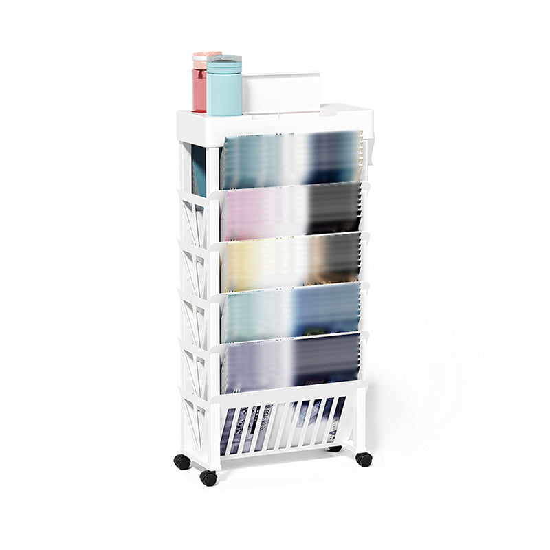 5-Shelf Plastic Ladder Bookcase Contemporary Closed Back Book Shelf 14.9"L x 7.1"W x 30.3"H Ivory Clearhalo 'Bookcases' 'furn' 'furn_bookcases' 'Furniture' 'furniture_bookcases' 'kitchen' 'kitchen_bookcases' 'Living Room Furniture' 'Office Furniture' 4708040
