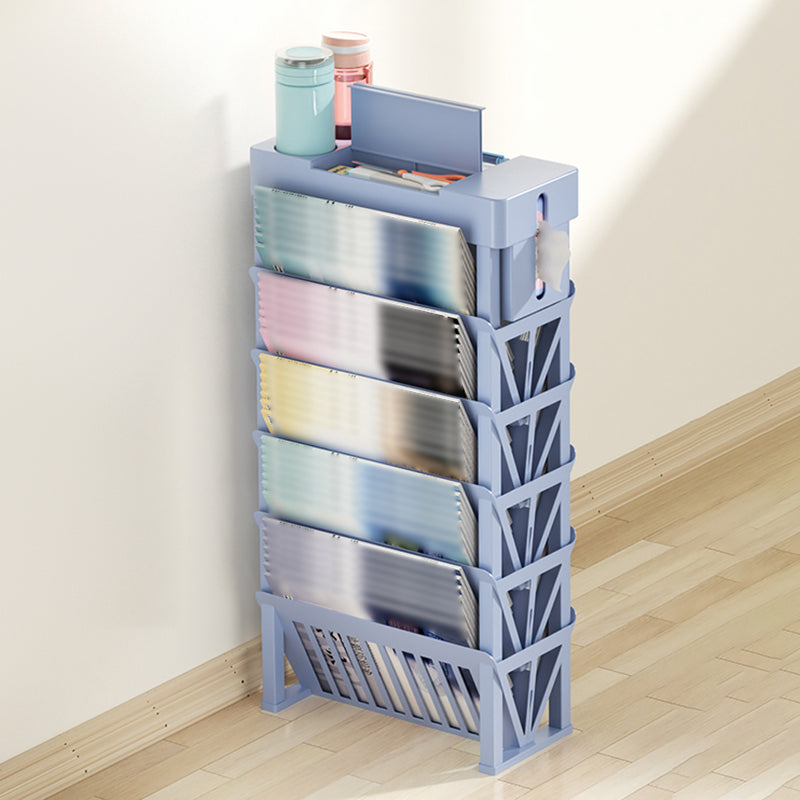 5-Shelf Plastic Ladder Bookcase Contemporary Closed Back Book Shelf 14.9"L x 7.1"W x 30.3"H Royal Blue Clearhalo 'Bookcases' 'furn' 'furn_bookcases' 'Furniture' 'furniture_bookcases' 'kitchen' 'kitchen_bookcases' 'Living Room Furniture' 'Office Furniture' 4708042