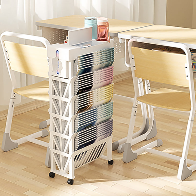 5-Shelf Plastic Ladder Bookcase Contemporary Closed Back Book Shelf Clearhalo 'Bookcases' 'furn' 'furn_bookcases' 'Furniture' 'furniture_bookcases' 'kitchen' 'kitchen_bookcases' 'Living Room Furniture' 'Office Furniture' 4708048