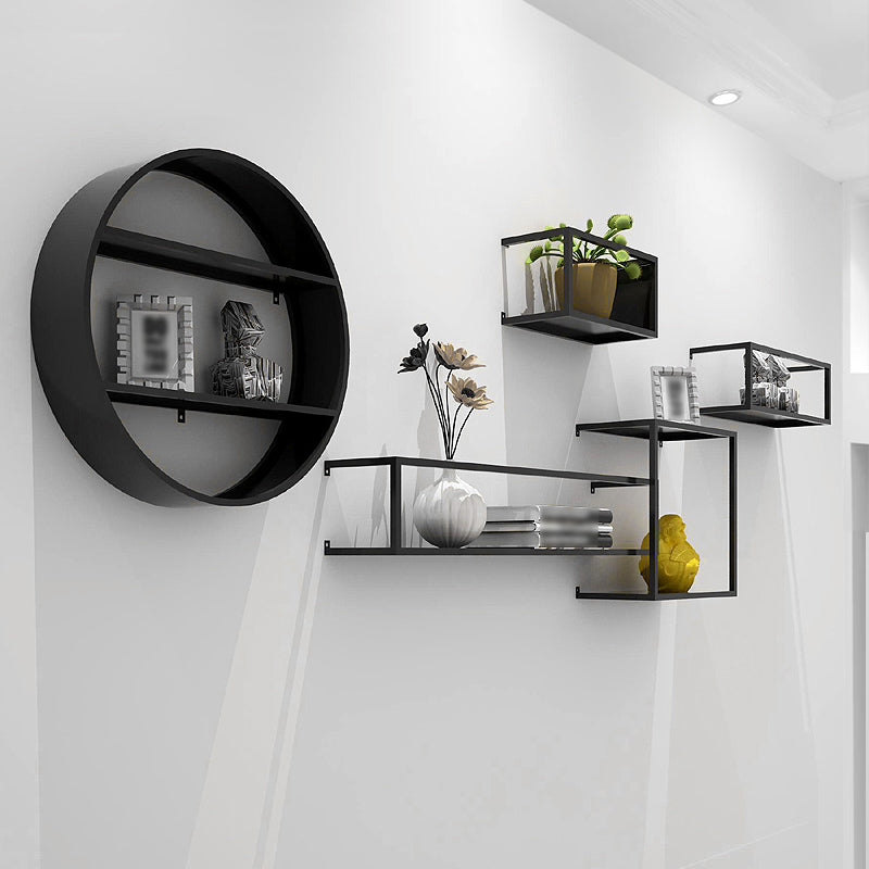 Black Industrial Wall Mounted Bookshelf Iron Bookshelf for Living Room Clearhalo 'Bookcases' 'furn' 'furn_bookcases' 'Furniture' 'furniture_bookcases' 'kitchen' 'kitchen_bookcases' 'Living Room Furniture' 'Office Furniture' 4708053