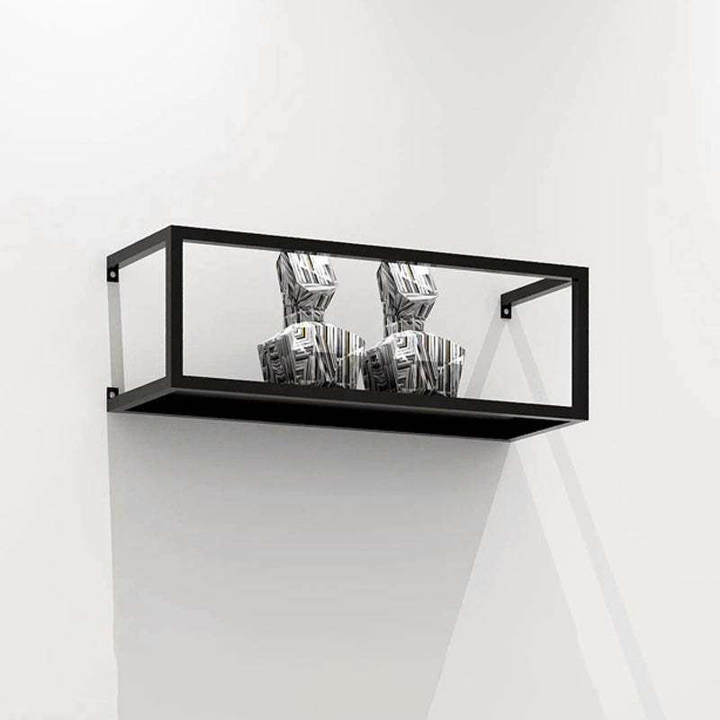 Black Industrial Wall Mounted Bookshelf Iron Bookshelf for Living Room 19.7"L x 6.3"W x 5.9"H 1 Piece Clearhalo 'Bookcases' 'furn' 'furn_bookcases' 'Furniture' 'furniture_bookcases' 'kitchen' 'kitchen_bookcases' 'Living Room Furniture' 'Office Furniture' 4708054