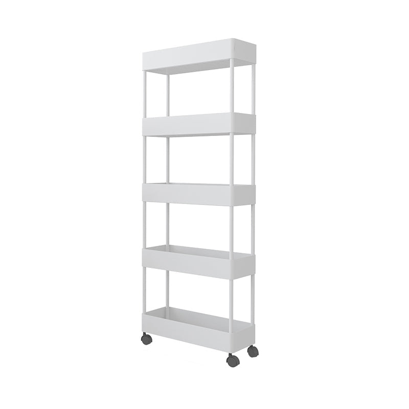 Modern Style Bookshelf Open Shelf Bookcase with Caster Wheels White Clearhalo 'Bookcases' 'furn' 'furn_bookcases' 'Furniture' 'furniture_bookcases' 'kitchen' 'kitchen_bookcases' 'Living Room Furniture' 'Office Furniture' 4708114