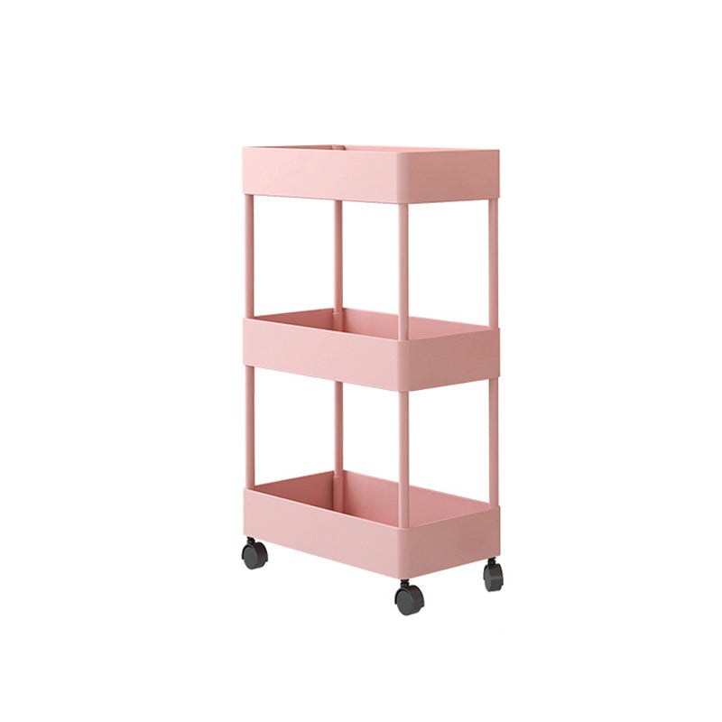 Modern Style Bookshelf Open Shelf Bookcase with Caster Wheels Pink Clearhalo 'Bookcases' 'furn' 'furn_bookcases' 'Furniture' 'furniture_bookcases' 'kitchen' 'kitchen_bookcases' 'Living Room Furniture' 'Office Furniture' 4708127