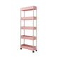 Modern Style Bookshelf Open Shelf Bookcase with Caster Wheels Pink Clearhalo 'Bookcases' 'furn' 'furn_bookcases' 'Furniture' 'furniture_bookcases' 'kitchen' 'kitchen_bookcases' 'Living Room Furniture' 'Office Furniture' 4708131