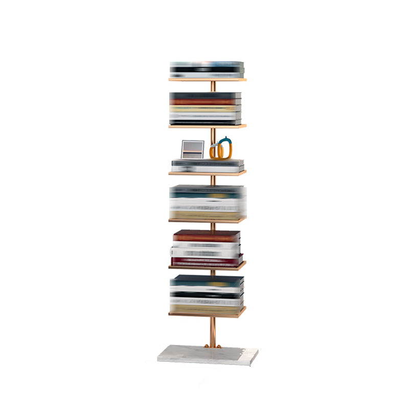 Modern Style Bookshelf Vertical Etagere Shelf Bookcase with Shelves for Home Office 13.8"L x 11"W x 45.3"H Gold Clearhalo 'Bookcases' 'furn' 'furn_bookcases' 'Furniture' 'furniture_bookcases' 'kitchen' 'kitchen_bookcases' 'Living Room Furniture' 'Office Furniture' 4708139
