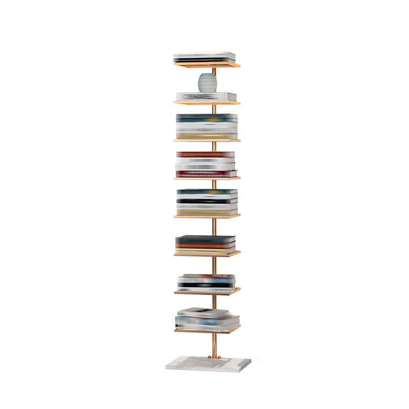Modern Style Bookshelf Vertical Etagere Shelf Bookcase with Shelves for Home Office 13.8"L x 11"W x 59.1"H Gold Clearhalo 'Bookcases' 'furn' 'furn_bookcases' 'Furniture' 'furniture_bookcases' 'kitchen' 'kitchen_bookcases' 'Living Room Furniture' 'Office Furniture' 4708140