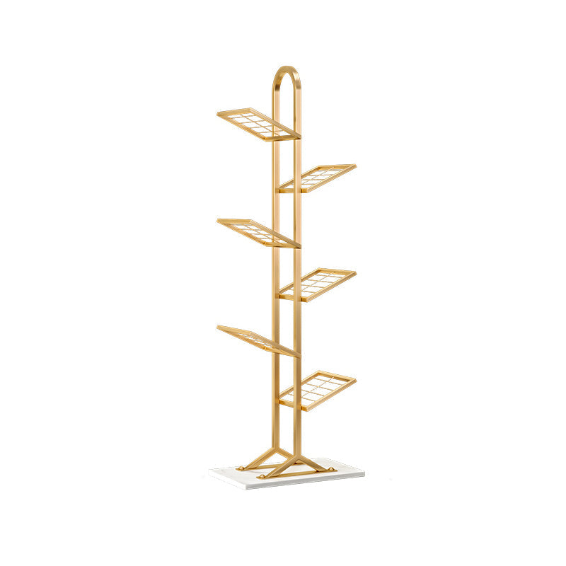 Modern Style Bookshelf Vertical Etagere Shelf Bookcase with Shelves for Home Office 17.7"L x 9.4"W x 51.2"H Gold Clearhalo 'Bookcases' 'furn' 'furn_bookcases' 'Furniture' 'furniture_bookcases' 'kitchen' 'kitchen_bookcases' 'Living Room Furniture' 'Office Furniture' 4708146