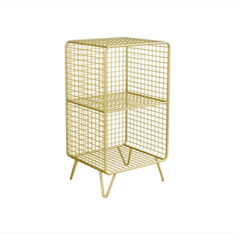 Metal Standard Bookcase Contemporary Style Closed Back Bookcase 14"L x 12"W x 26"H Gold Clearhalo 'Bookcases' 'furn' 'furn_bookcases' 'Furniture' 'furniture_bookcases' 'kitchen' 'kitchen_bookcases' 'Living Room Furniture' 'Office Furniture' 4708165