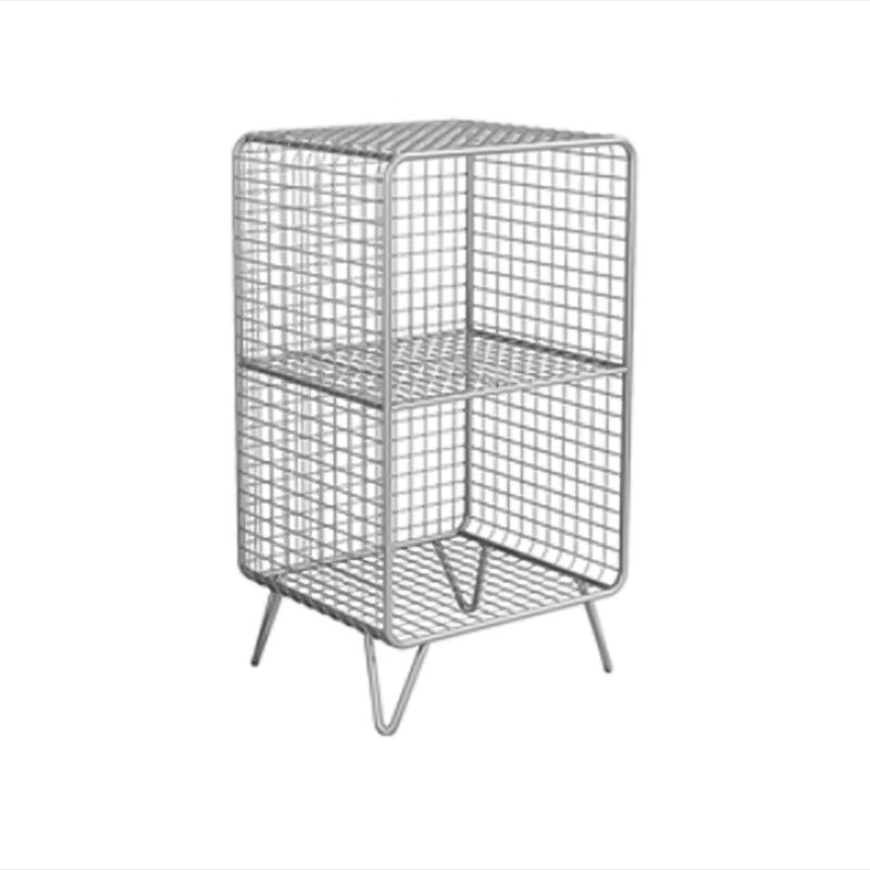 Metal Standard Bookcase Contemporary Style Closed Back Bookcase 14"L x 12"W x 26"H Silver Clearhalo 'Bookcases' 'furn' 'furn_bookcases' 'Furniture' 'furniture_bookcases' 'kitchen' 'kitchen_bookcases' 'Living Room Furniture' 'Office Furniture' 4708166