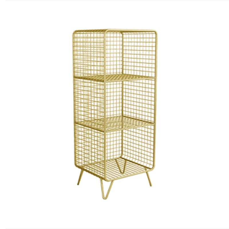 Metal Standard Bookcase Contemporary Style Closed Back Bookcase 14"L x 12"W x 35"H Gold Clearhalo 'Bookcases' 'furn' 'furn_bookcases' 'Furniture' 'furniture_bookcases' 'kitchen' 'kitchen_bookcases' 'Living Room Furniture' 'Office Furniture' 4708167