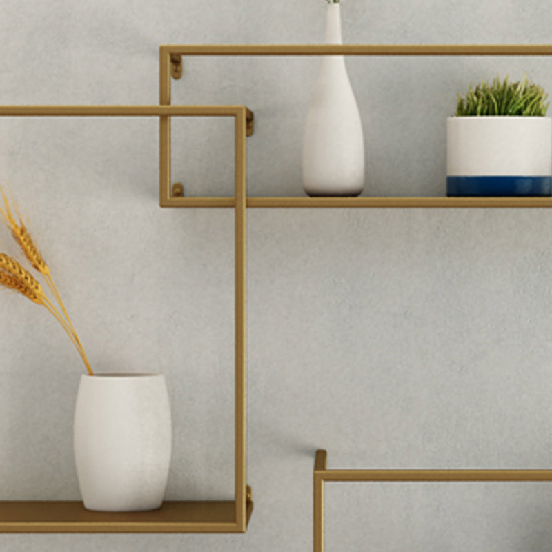 Iron Closed Back Bookshelf Gold and Black Industrial Wall Unit Bookshelf Clearhalo 'Bookcases' 'furn' 'furn_bookcases' 'Furniture' 'furniture_bookcases' 'kitchen' 'kitchen_bookcases' 'Living Room Furniture' 'Office Furniture' 4708194