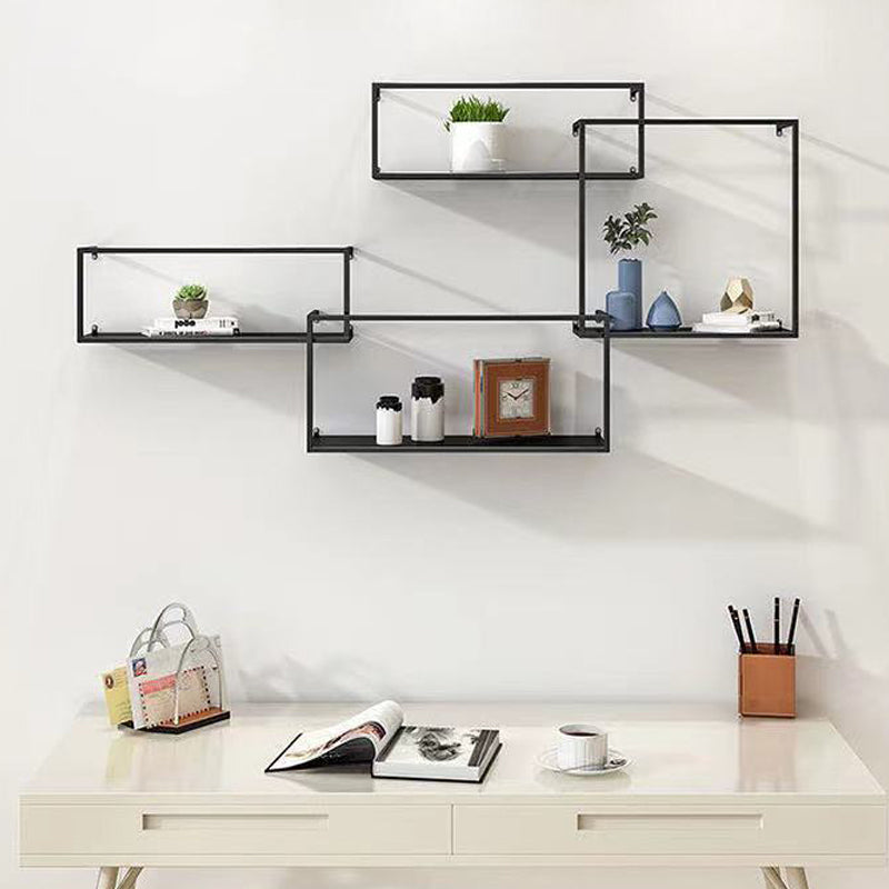 Iron Closed Back Bookshelf Gold and Black Industrial Wall Unit Bookshelf Black 4 Piece Set Clearhalo 'Bookcases' 'furn' 'furn_bookcases' 'Furniture' 'furniture_bookcases' 'kitchen' 'kitchen_bookcases' 'Living Room Furniture' 'Office Furniture' 4708203