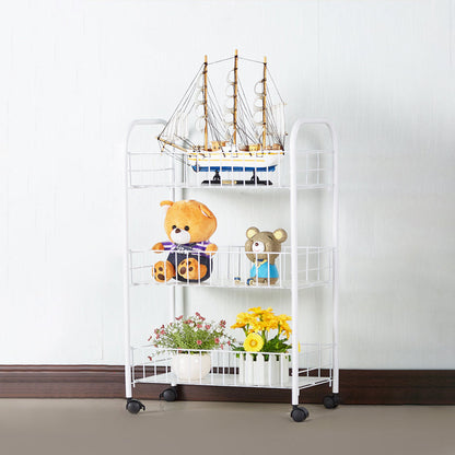 Contemporary Style Metal Geometric Bookcase Open Back Bookcase with Wheels 19.7"L x 10.6"W x 26.8"H Clearhalo 'Bookcases' 'furn' 'furn_bookcases' 'Furniture' 'furniture_bookcases' 'kitchen' 'kitchen_bookcases' 'Living Room Furniture' 'Office Furniture' 4708209