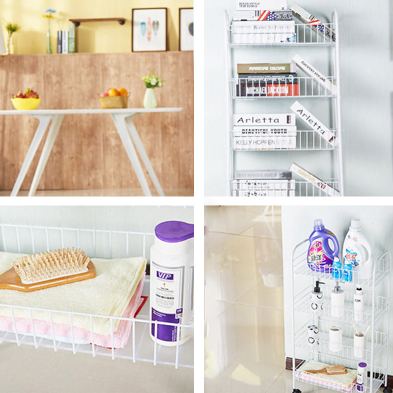 Contemporary Style Metal Geometric Bookcase Open Back Bookcase with Wheels Clearhalo 'Bookcases' 'furn' 'furn_bookcases' 'Furniture' 'furniture_bookcases' 'kitchen' 'kitchen_bookcases' 'Living Room Furniture' 'Office Furniture' 4708218