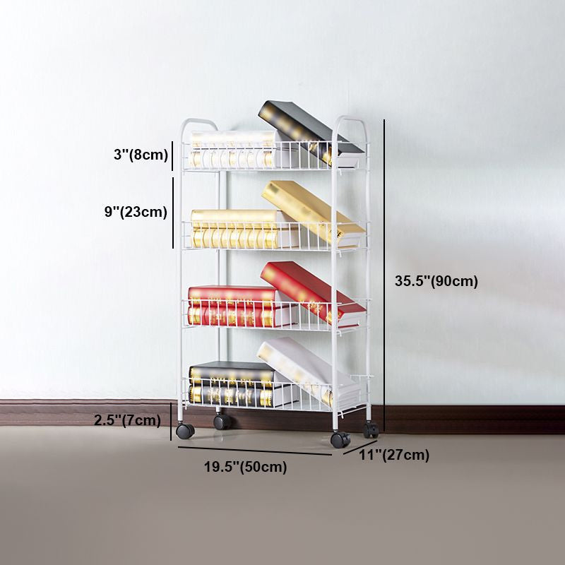 Contemporary Style Metal Geometric Bookcase Open Back Bookcase with Wheels Clearhalo 'Bookcases' 'furn' 'furn_bookcases' 'Furniture' 'furniture_bookcases' 'kitchen' 'kitchen_bookcases' 'Living Room Furniture' 'Office Furniture' 4708224
