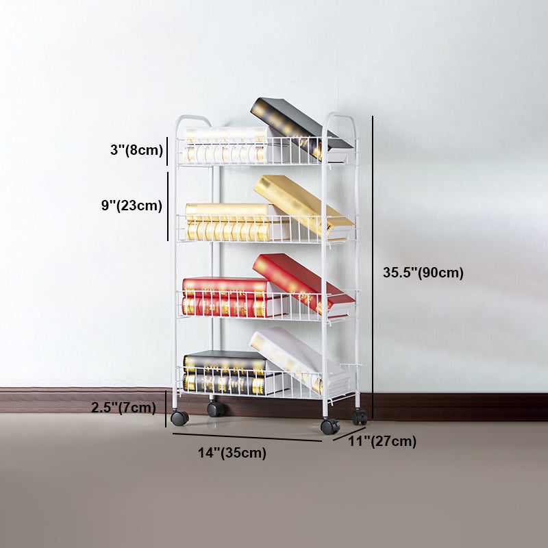 Contemporary Style Metal Geometric Bookcase Open Back Bookcase with Wheels Clearhalo 'Bookcases' 'furn' 'furn_bookcases' 'Furniture' 'furniture_bookcases' 'kitchen' 'kitchen_bookcases' 'Living Room Furniture' 'Office Furniture' 4708226