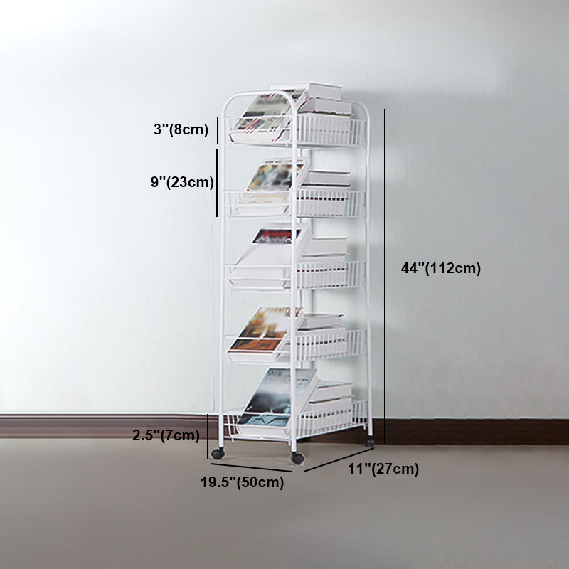 Contemporary Style Metal Geometric Bookcase Open Back Bookcase with Wheels Clearhalo 'Bookcases' 'furn' 'furn_bookcases' 'Furniture' 'furniture_bookcases' 'kitchen' 'kitchen_bookcases' 'Living Room Furniture' 'Office Furniture' 4708229