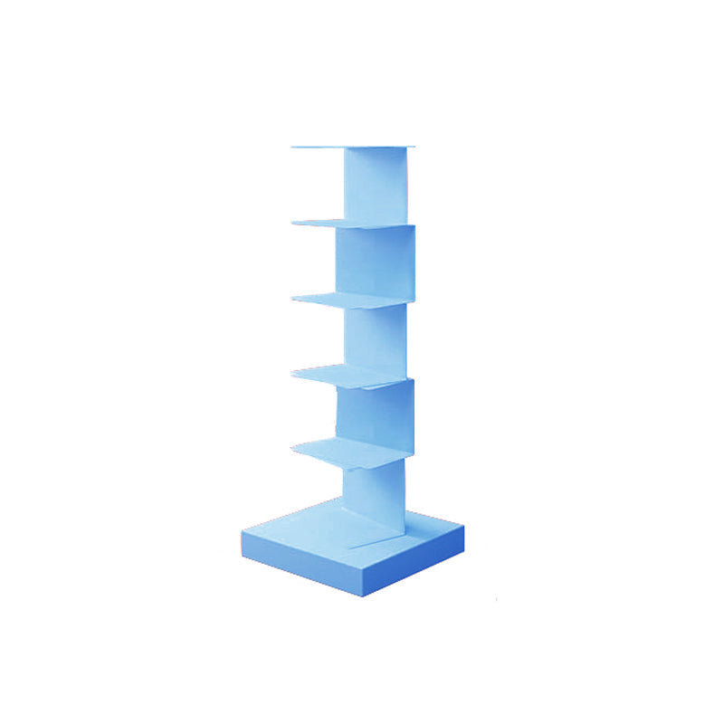 Modern Style Vertical Bookshelf Stainless Steel Closed Back Shelf Bookcase 13.8"L x 13.8"W x 36.2"H Blue Clearhalo 'Bookcases' 'furn' 'furn_bookcases' 'Furniture' 'furniture_bookcases' 'kitchen' 'kitchen_bookcases' 'Living Room Furniture' 'Office Furniture' 4708237