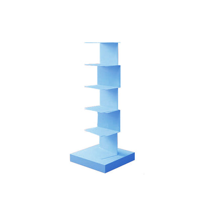 Modern Style Vertical Bookshelf Stainless Steel Closed Back Shelf Bookcase 13.8"L x 13.8"W x 36.2"H Blue Clearhalo 'Bookcases' 'furn' 'furn_bookcases' 'Furniture' 'furniture_bookcases' 'kitchen' 'kitchen_bookcases' 'Living Room Furniture' 'Office Furniture' 4708237