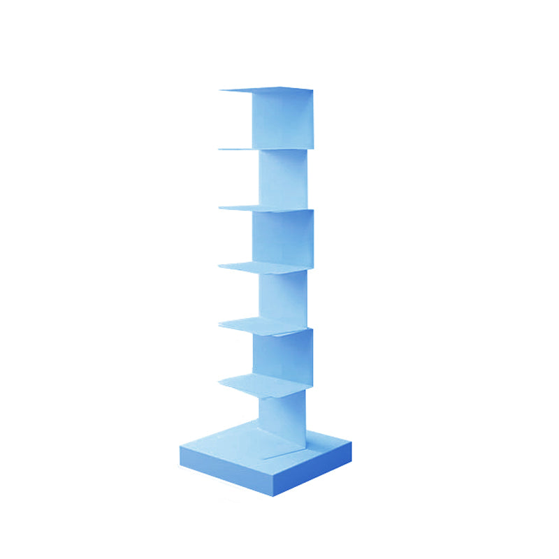 Modern Style Vertical Bookshelf Stainless Steel Closed Back Shelf Bookcase 13.8"L x 13.8"W x 42.9"H Blue Clearhalo 'Bookcases' 'furn' 'furn_bookcases' 'Furniture' 'furniture_bookcases' 'kitchen' 'kitchen_bookcases' 'Living Room Furniture' 'Office Furniture' 4708240