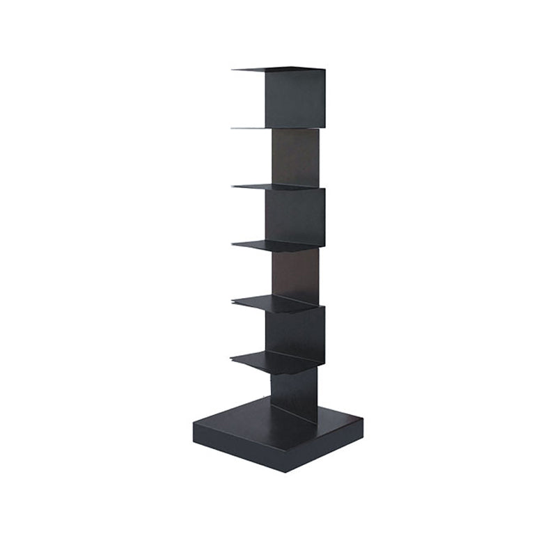Modern Style Vertical Bookshelf Stainless Steel Closed Back Shelf Bookcase 13.8"L x 13.8"W x 42.9"H Black Clearhalo 'Bookcases' 'furn' 'furn_bookcases' 'Furniture' 'furniture_bookcases' 'kitchen' 'kitchen_bookcases' 'Living Room Furniture' 'Office Furniture' 4708249