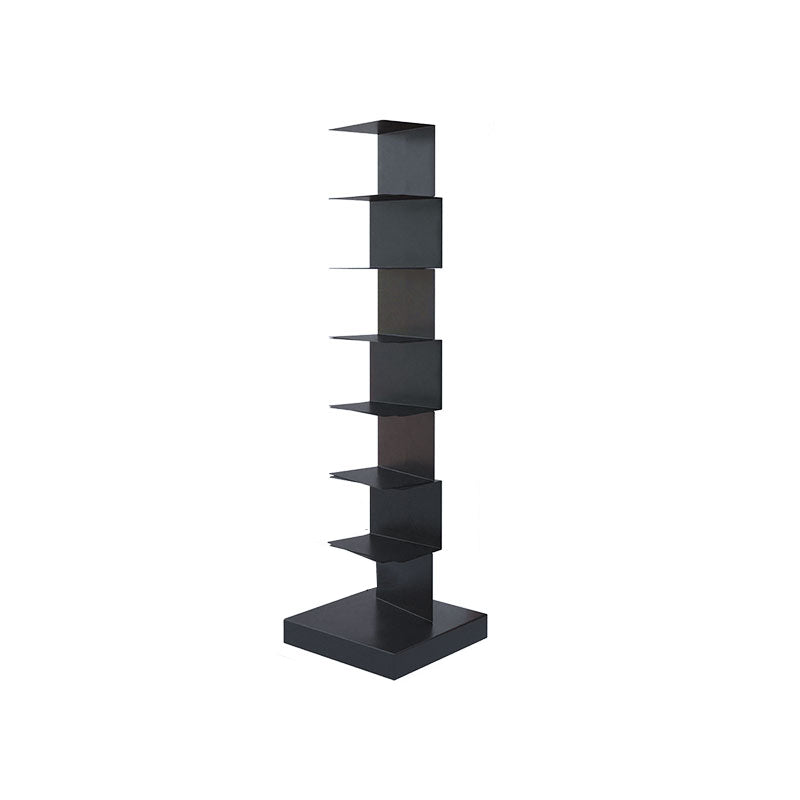 Modern Style Vertical Bookshelf Stainless Steel Closed Back Shelf Bookcase 13.8"L x 13.8"W x 49.6"H Black Clearhalo 'Bookcases' 'furn' 'furn_bookcases' 'Furniture' 'furniture_bookcases' 'kitchen' 'kitchen_bookcases' 'Living Room Furniture' 'Office Furniture' 4708251