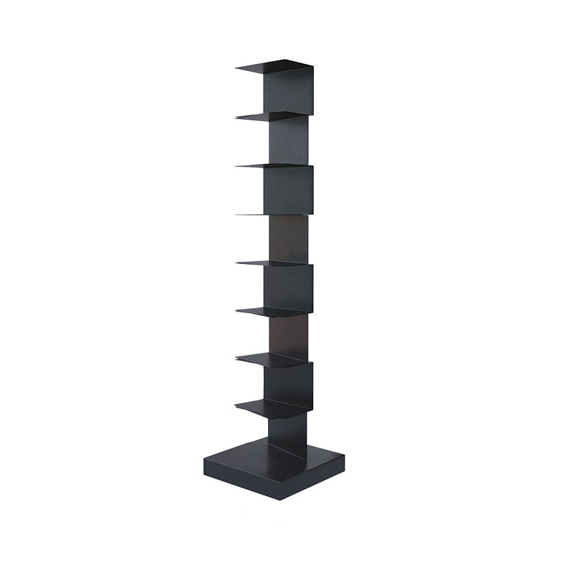 Modern Style Vertical Bookshelf Stainless Steel Closed Back Shelf Bookcase 13.8"L x 13.8"W x 56.7"H Black Clearhalo 'Bookcases' 'furn' 'furn_bookcases' 'Furniture' 'furniture_bookcases' 'kitchen' 'kitchen_bookcases' 'Living Room Furniture' 'Office Furniture' 4708252