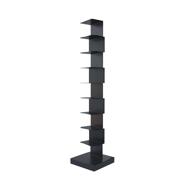 Modern Style Vertical Bookshelf Stainless Steel Closed Back Shelf Bookcase 13.8"L x 13.8"W x 63.4"H Black Clearhalo 'Bookcases' 'furn' 'furn_bookcases' 'Furniture' 'furniture_bookcases' 'kitchen' 'kitchen_bookcases' 'Living Room Furniture' 'Office Furniture' 4708253