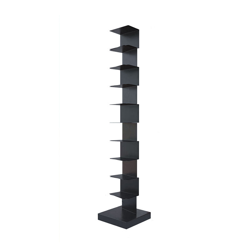 Modern Style Vertical Bookshelf Stainless Steel Closed Back Shelf Bookcase 13.8"L x 13.8"W x 70.1"H Black Clearhalo 'Bookcases' 'furn' 'furn_bookcases' 'Furniture' 'furniture_bookcases' 'kitchen' 'kitchen_bookcases' 'Living Room Furniture' 'Office Furniture' 4708254