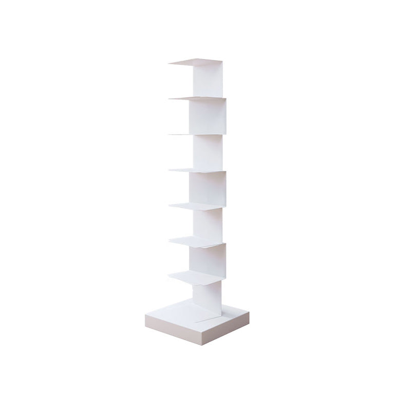 Modern Style Vertical Bookshelf Stainless Steel Closed Back Shelf Bookcase 13.8"L x 13.8"W x 49.6"H White Clearhalo 'Bookcases' 'furn' 'furn_bookcases' 'Furniture' 'furniture_bookcases' 'kitchen' 'kitchen_bookcases' 'Living Room Furniture' 'Office Furniture' 4708257