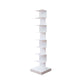 Modern Style Vertical Bookshelf Stainless Steel Closed Back Shelf Bookcase 13.8"L x 13.8"W x 56.7"H White Clearhalo 'Bookcases' 'furn' 'furn_bookcases' 'Furniture' 'furniture_bookcases' 'kitchen' 'kitchen_bookcases' 'Living Room Furniture' 'Office Furniture' 4708258