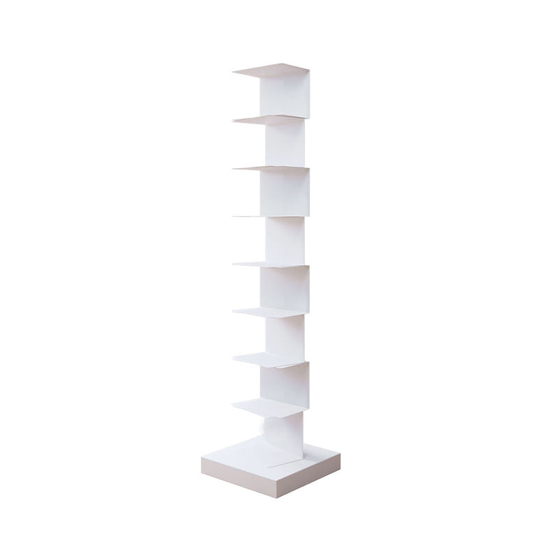 Modern Style Vertical Bookshelf Stainless Steel Closed Back Shelf Bookcase 13.8"L x 13.8"W x 56.7"H White Clearhalo 'Bookcases' 'furn' 'furn_bookcases' 'Furniture' 'furniture_bookcases' 'kitchen' 'kitchen_bookcases' 'Living Room Furniture' 'Office Furniture' 4708258