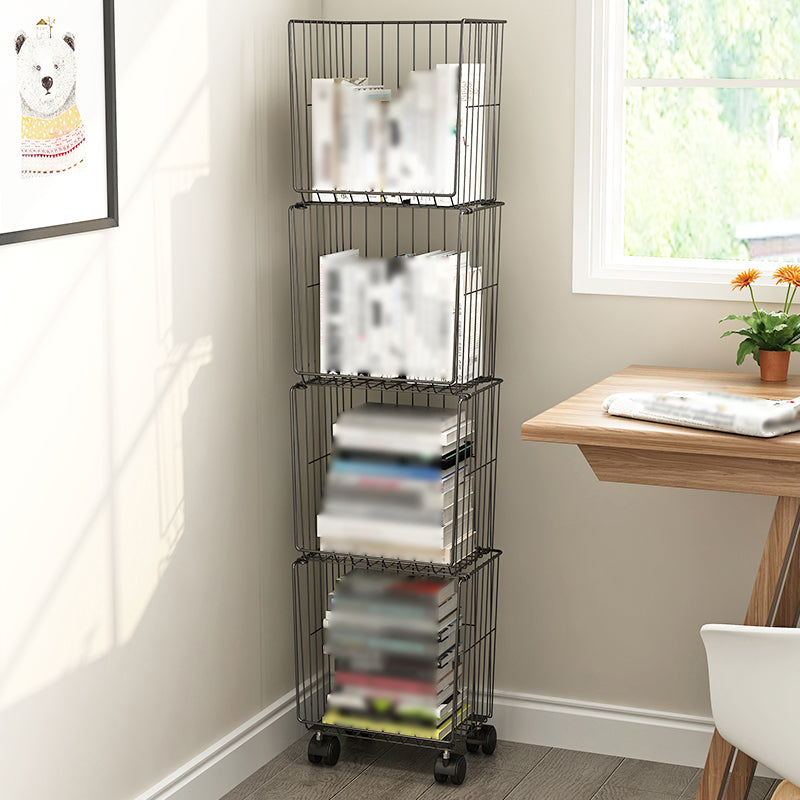 Contemporary Style Metal Geometric Bookcase Closed Back Bookcase Clearhalo 'Bookcases' 'furn' 'furn_bookcases' 'Furniture' 'furniture_bookcases' 'kitchen' 'kitchen_bookcases' 'Living Room Furniture' 'Office Furniture' 4708298
