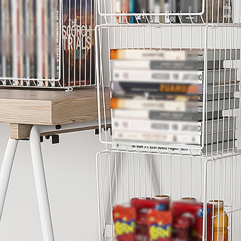 Contemporary Style Geometric Bookcase Metal Closed Back Bookcase Clearhalo 'Bookcases' 'furn' 'furn_bookcases' 'Furniture' 'furniture_bookcases' 'kitchen' 'kitchen_bookcases' 'Living Room Furniture' 'Office Furniture' 4708374