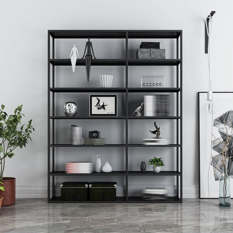 Modern Style Open Bookshelf Metal Etagere Bookcase for Office 47"L x 10"W x 71"H Black Clearhalo 'Bookcases' 'furn' 'furn_bookcases' 'Furniture' 'furniture_bookcases' 'kitchen' 'kitchen_bookcases' 'Living Room Furniture' 'Office Furniture' 4708389