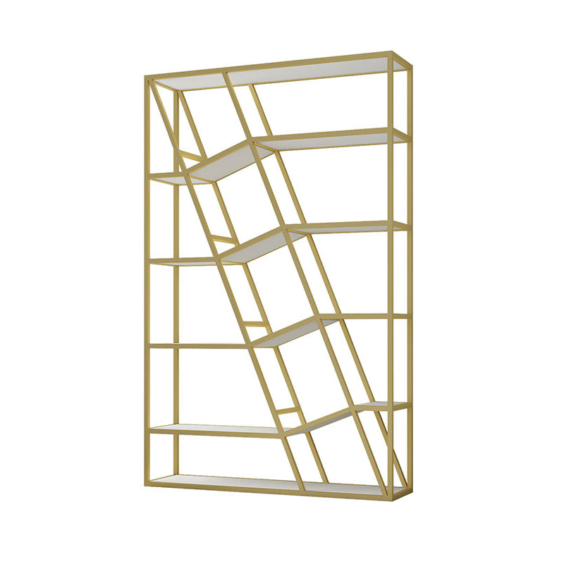 Modern Style 4-shelf Bookshelf Etagere Shelf Bookcase for Home Office White-Gold Clearhalo 'Bookcases' 'furn' 'furn_bookcases' 'Furniture' 'furniture_bookcases' 'kitchen' 'kitchen_bookcases' 'Living Room Furniture' 'Office Furniture' 4708415