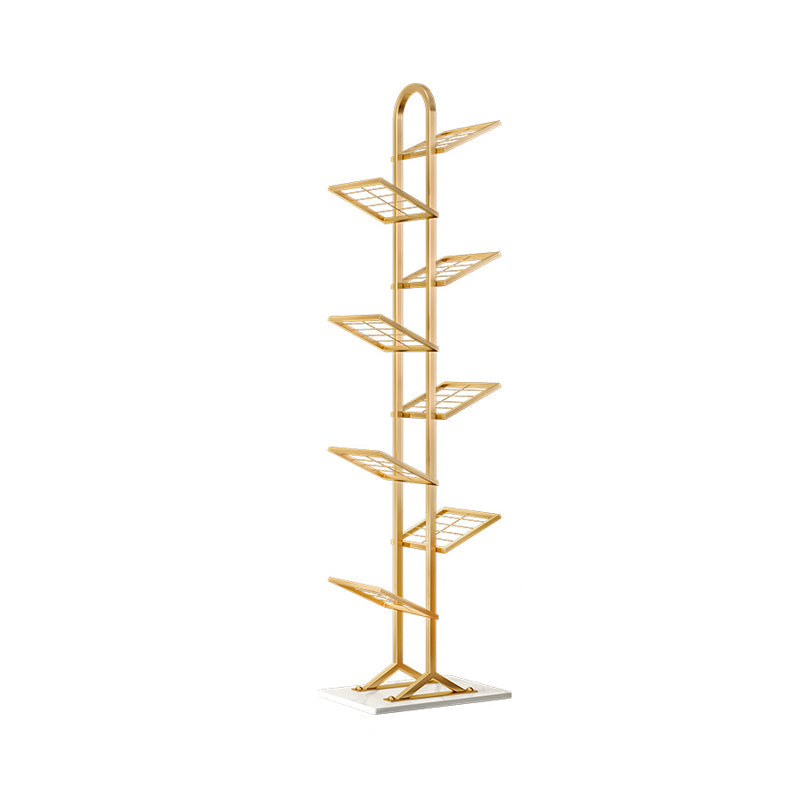 Modern Style Open Bookshelf Metal Etagere Shelf Bookcase for Home 17.7"L x 9.4"W x 65"H Gold Clearhalo 'Bookcases' 'furn' 'furn_bookcases' 'Furniture' 'furniture_bookcases' 'kitchen' 'kitchen_bookcases' 'Living Room Furniture' 'Office Furniture' 4708457