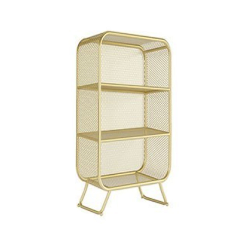 Industrial Standard Bookcase Contemporary Metal Closed Back Bookcase 15.7"L x 11.8"W x 35.4"H Gold Clearhalo 'Bookcases' 'furn' 'furn_bookcases' 'Furniture' 'furniture_bookcases' 'kitchen' 'kitchen_bookcases' 'Living Room Furniture' 'Office Furniture' 4708473