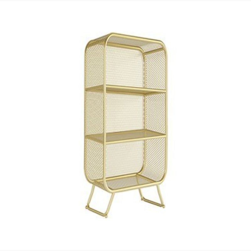 Industrial Standard Bookcase Contemporary Metal Closed Back Bookcase 20.9"L x 11.8"W x 47.2"H Gold Clearhalo 'Bookcases' 'furn' 'furn_bookcases' 'Furniture' 'furniture_bookcases' 'kitchen' 'kitchen_bookcases' 'Living Room Furniture' 'Office Furniture' 4708474