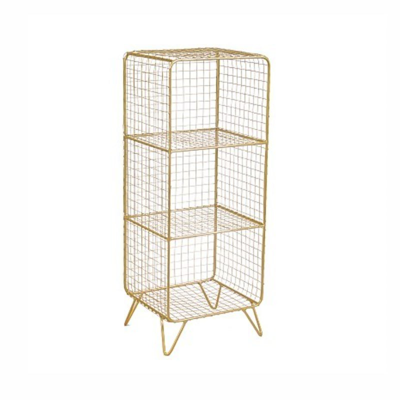Industrial Standard Bookcase Contemporary Metal Closed Back Bookcase 14"L x 12"W x 35"H Gold Clearhalo 'Bookcases' 'furn' 'furn_bookcases' 'Furniture' 'furniture_bookcases' 'kitchen' 'kitchen_bookcases' 'Living Room Furniture' 'Office Furniture' 4708483