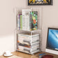 Modern Geometric Bookcase Metal Closed Back Bookcase for Home Office 12.4"L x 9.4"W x 25"H White Clearhalo 'Bookcases' 'furn' 'furn_bookcases' 'Furniture' 'furniture_bookcases' 'kitchen' 'kitchen_bookcases' 'Living Room Furniture' 'Office Furniture' 4708546