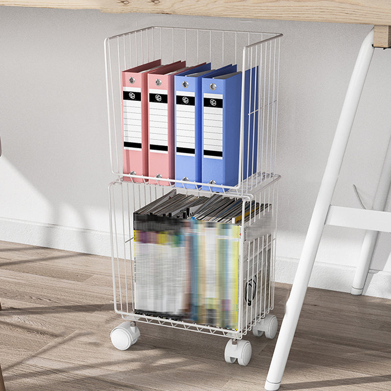 Modern Geometric Bookcase Metal Closed Back Bookcase for Home Office 12.4"L x 9.4"W x 28"H White Clearhalo 'Bookcases' 'furn' 'furn_bookcases' 'Furniture' 'furniture_bookcases' 'kitchen' 'kitchen_bookcases' 'Living Room Furniture' 'Office Furniture' 4708547