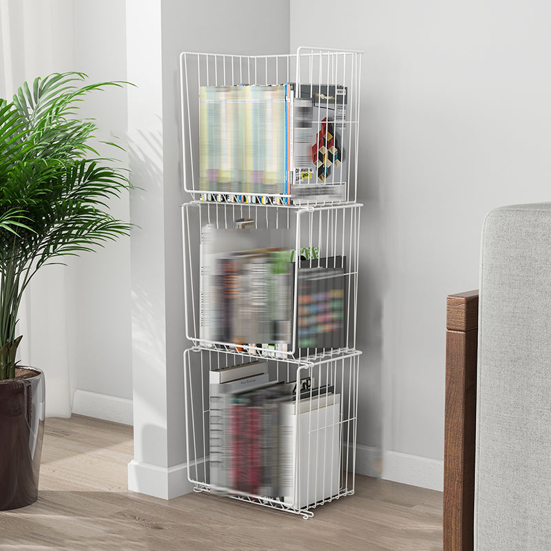 Modern Geometric Bookcase Metal Closed Back Bookcase for Home Office 12.4"L x 9.4"W x 37.2"H White Clearhalo 'Bookcases' 'furn' 'furn_bookcases' 'Furniture' 'furniture_bookcases' 'kitchen' 'kitchen_bookcases' 'Living Room Furniture' 'Office Furniture' 4708548