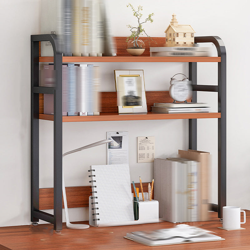 Double Shelving Bookshelf Contemporary Style Open Back Bookcase for Study Room 29.5"L x 7.9"W x 33.1"H Brown Clearhalo 'Bookcases' 'furn' 'furn_bookcases' 'Furniture' 'furniture_bookcases' 'kitchen' 'kitchen_bookcases' 'Living Room Furniture' 'Office Furniture' 4708562