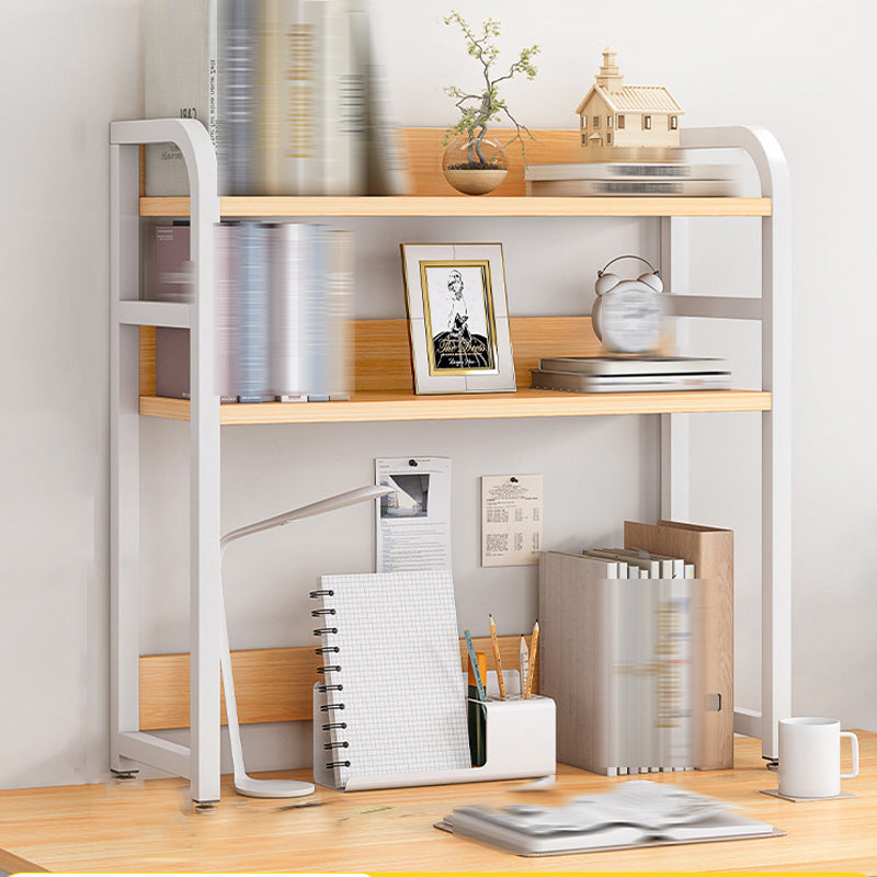 Double Shelving Bookshelf Contemporary Style Open Back Bookcase for Study Room 29.5"L x 7.9"W x 33.1"H Natural Clearhalo 'Bookcases' 'furn' 'furn_bookcases' 'Furniture' 'furniture_bookcases' 'kitchen' 'kitchen_bookcases' 'Living Room Furniture' 'Office Furniture' 4708573